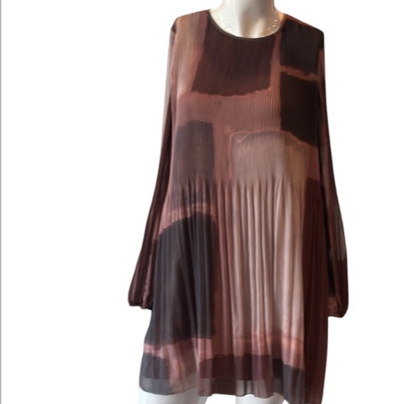 Aritzia Wilfred Elba Pleated Plum Geo Print Chiffon Mini Dress Size XS NWT - Picture 6 of 16
